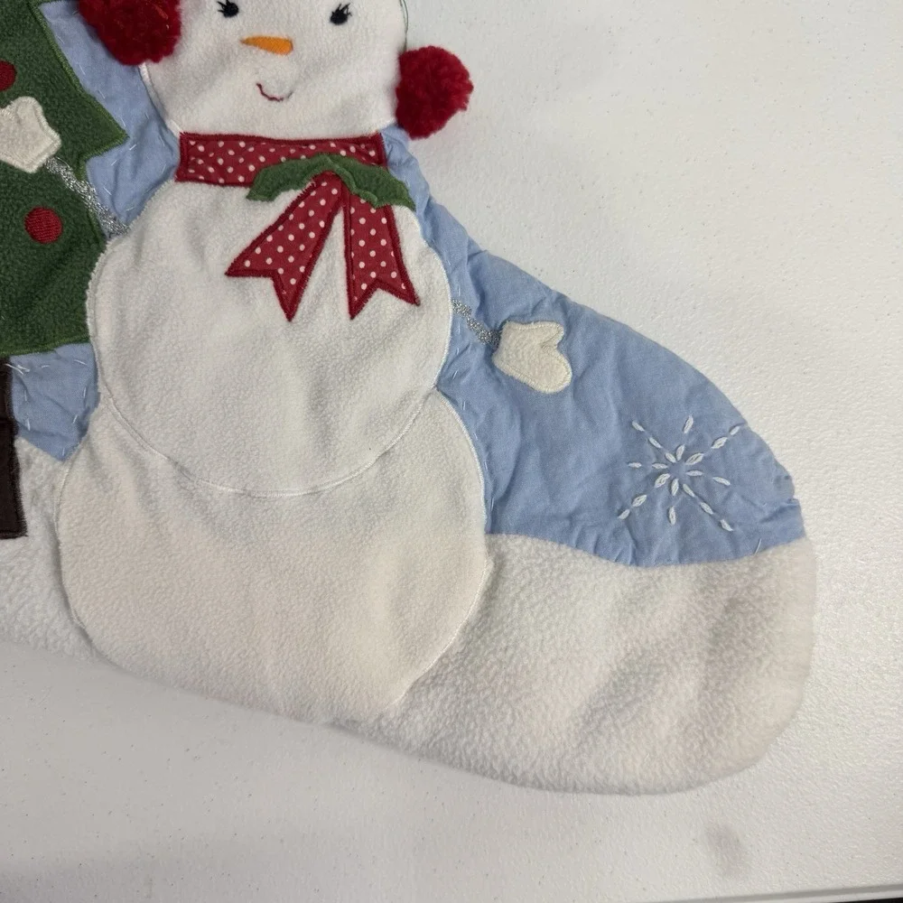 Pottery Barn Kids Quilted Cotton Snowman Gingham Christmas Name Rebecca Stocking